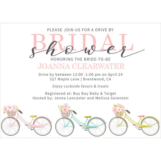 Bicycle Trio Bridal Shower Invitations